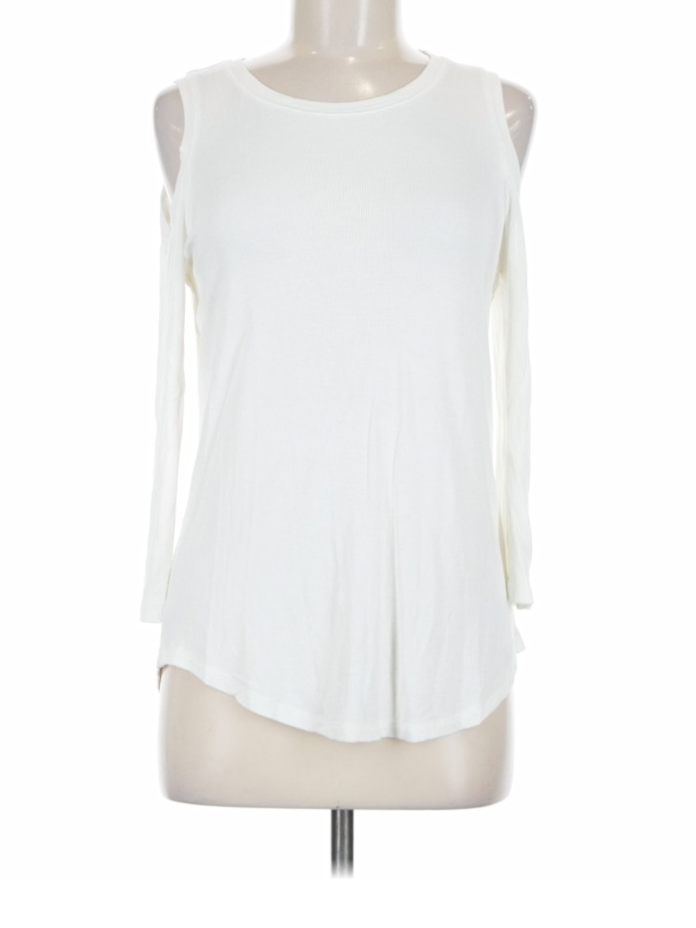 INC International Concepts White Cold Shoulder Long Sleeve Top